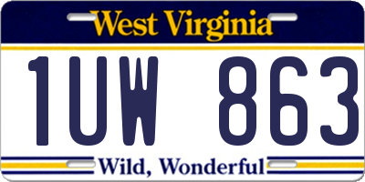 WV license plate 1UW863
