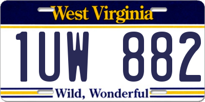 WV license plate 1UW882