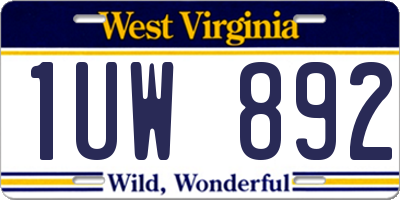 WV license plate 1UW892