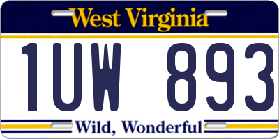 WV license plate 1UW893