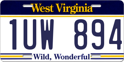 WV license plate 1UW894