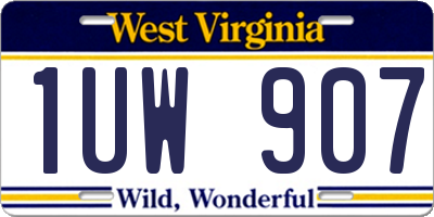 WV license plate 1UW907