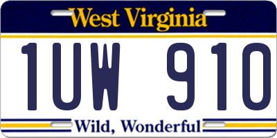 WV license plate 1UW910