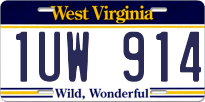 WV license plate 1UW914