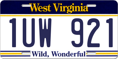 WV license plate 1UW921