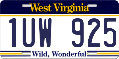 WV license plate 1UW925