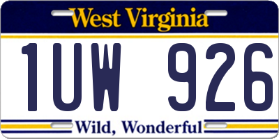 WV license plate 1UW926