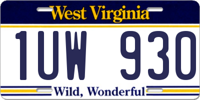 WV license plate 1UW930