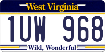 WV license plate 1UW968