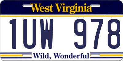 WV license plate 1UW978