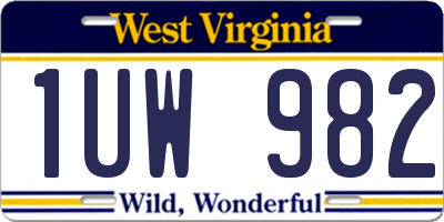 WV license plate 1UW982