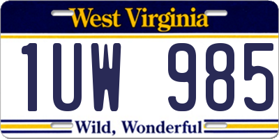 WV license plate 1UW985