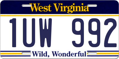 WV license plate 1UW992
