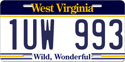 WV license plate 1UW993