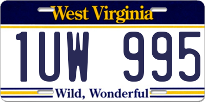 WV license plate 1UW995