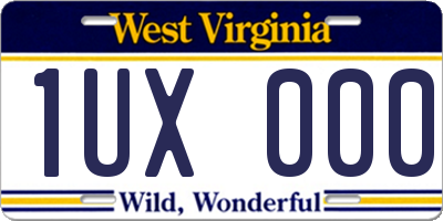 WV license plate 1UX000