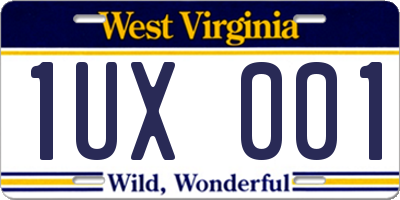 WV license plate 1UX001