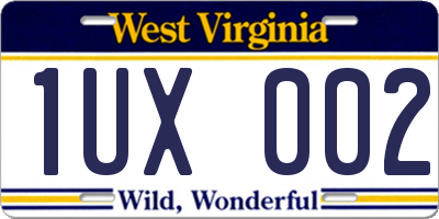 WV license plate 1UX002