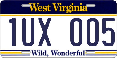 WV license plate 1UX005