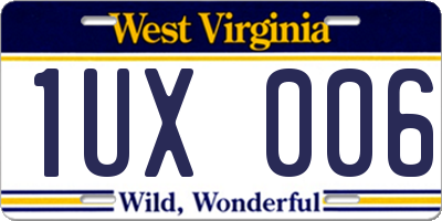 WV license plate 1UX006
