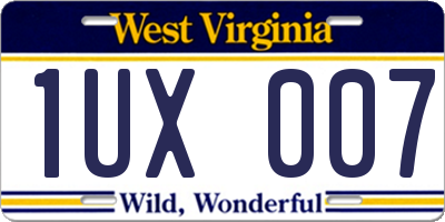 WV license plate 1UX007