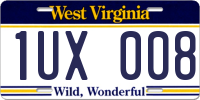 WV license plate 1UX008