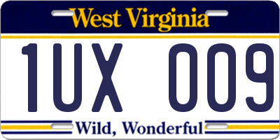 WV license plate 1UX009