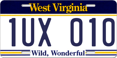 WV license plate 1UX010