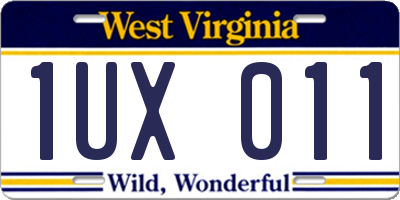 WV license plate 1UX011