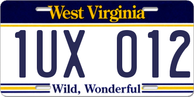 WV license plate 1UX012