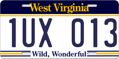 WV license plate 1UX013