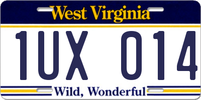 WV license plate 1UX014