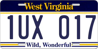 WV license plate 1UX017