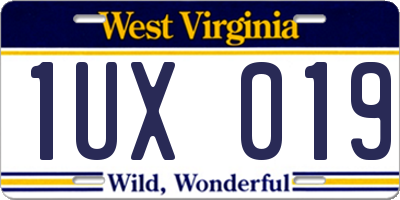 WV license plate 1UX019