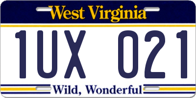 WV license plate 1UX021