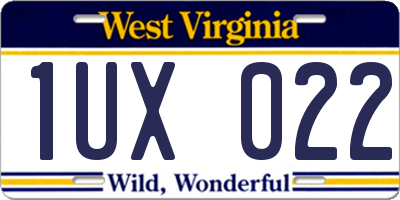 WV license plate 1UX022