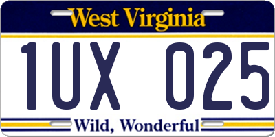 WV license plate 1UX025