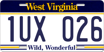 WV license plate 1UX026