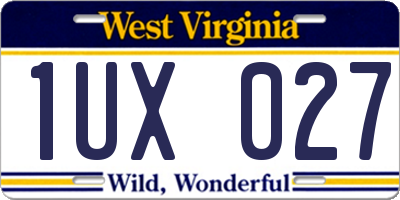 WV license plate 1UX027
