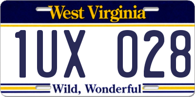 WV license plate 1UX028