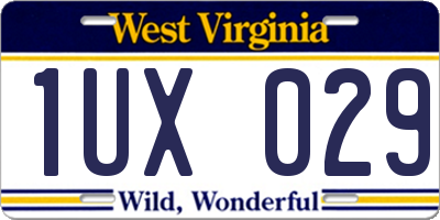 WV license plate 1UX029