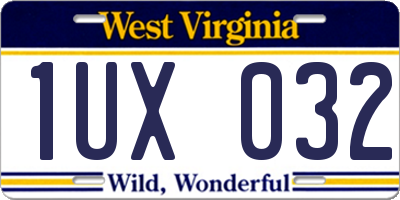 WV license plate 1UX032
