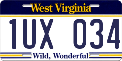 WV license plate 1UX034