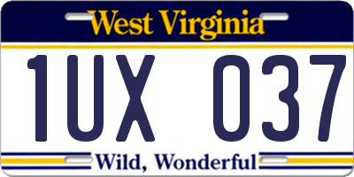 WV license plate 1UX037