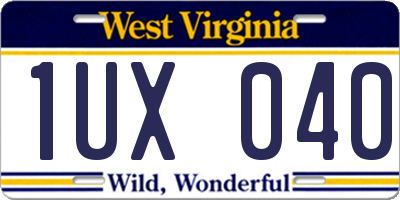 WV license plate 1UX040