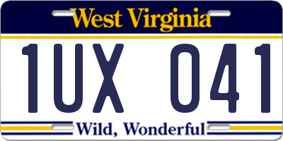 WV license plate 1UX041
