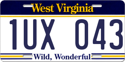 WV license plate 1UX043