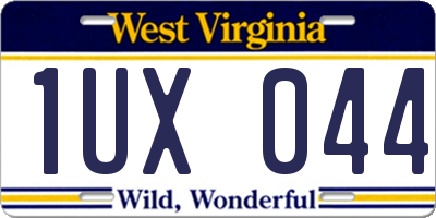 WV license plate 1UX044