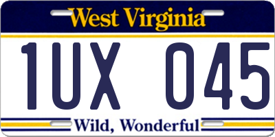 WV license plate 1UX045