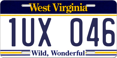 WV license plate 1UX046